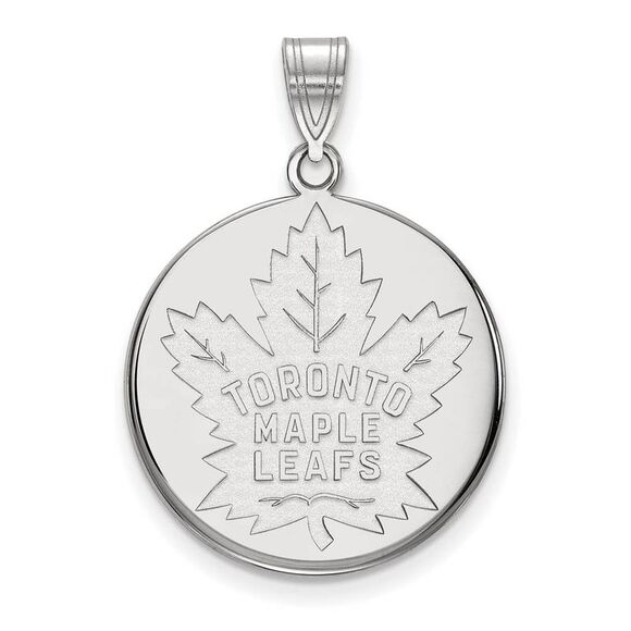 10k White Gold NHL Toronto Maple Leafs Large Disc Pendant